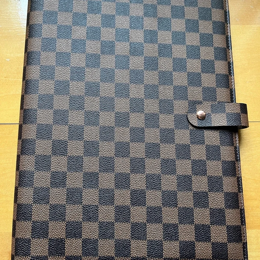 Checkered Folio Planner in Brown and Black - Professional Organizer - Picture 1 of 5
